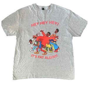Fat Albert Hey Hey Hey Cartoon Print Men's Size 2XL Vintage Y2K Gray T-Shirt